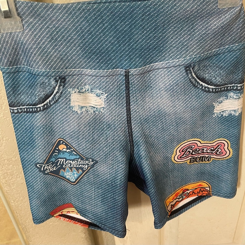 FiercePulse Yoga Denim Patch Shorts